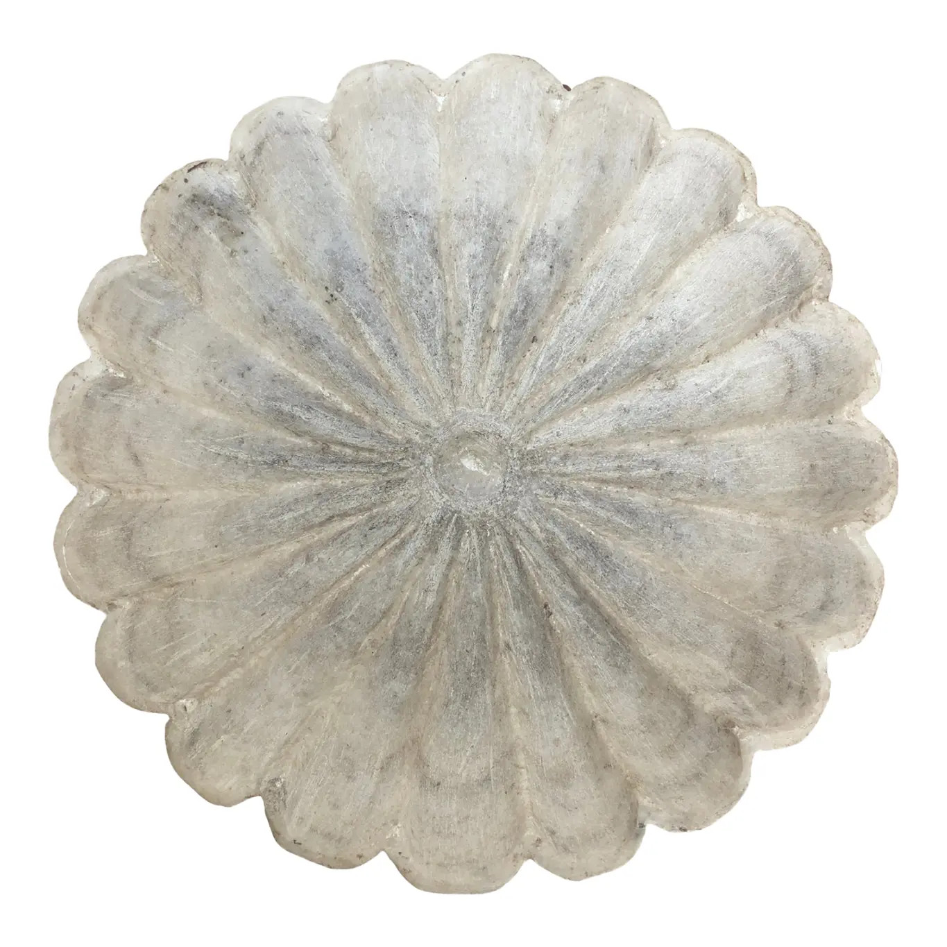 Early 21st Century Marble Fluted Lotus Bowl | Chairish