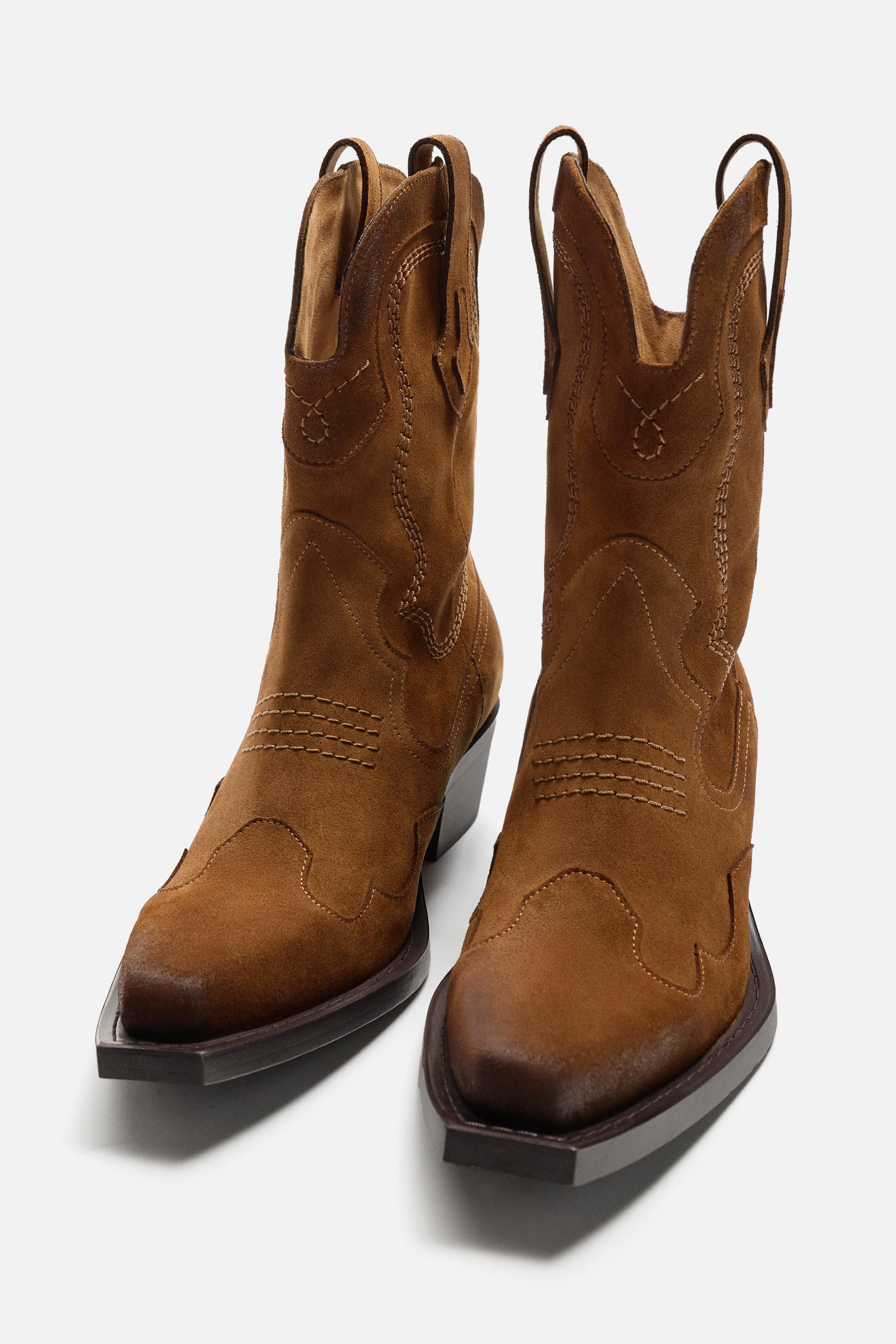 LEATHER COWBOY BOOTS | Zara UK