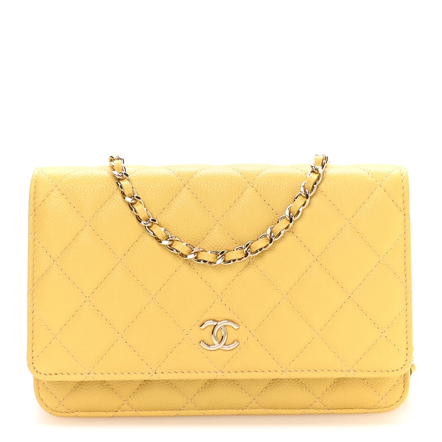 Caviar Quilted Tiny CC Wallet On Chain WOC Yellow | FASHIONPHILE (US)