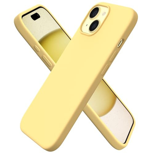 ORNARTO Compatible with iPhone 15 Case 6.1, Slim Liquid Silicone 3 Layers Full Covered Soft Gel Rubber Phone Case, Anti-Scratch Shockproof Protective Cover 6.1 Inch, Butter Yellow | Amazon (US)