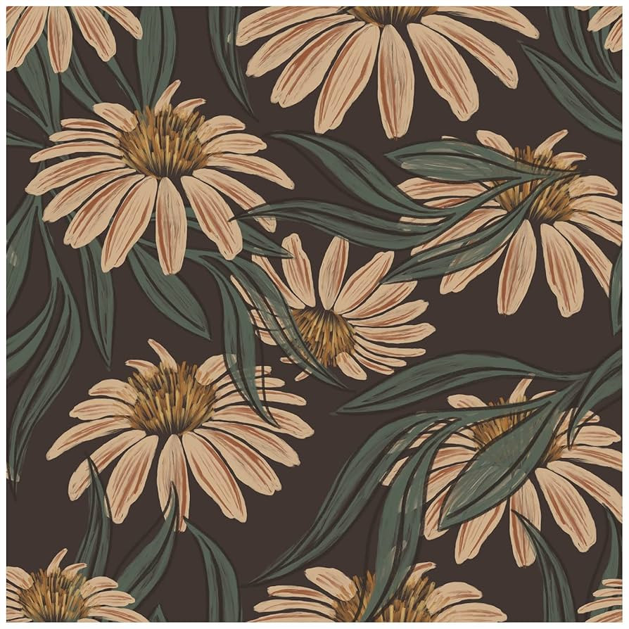 HAOKHOME Vintage Peel and Stick Wallpaper Floral Brown/PeachPuff/Green Daisy Wall Decor Home Bath... | Amazon (US)
