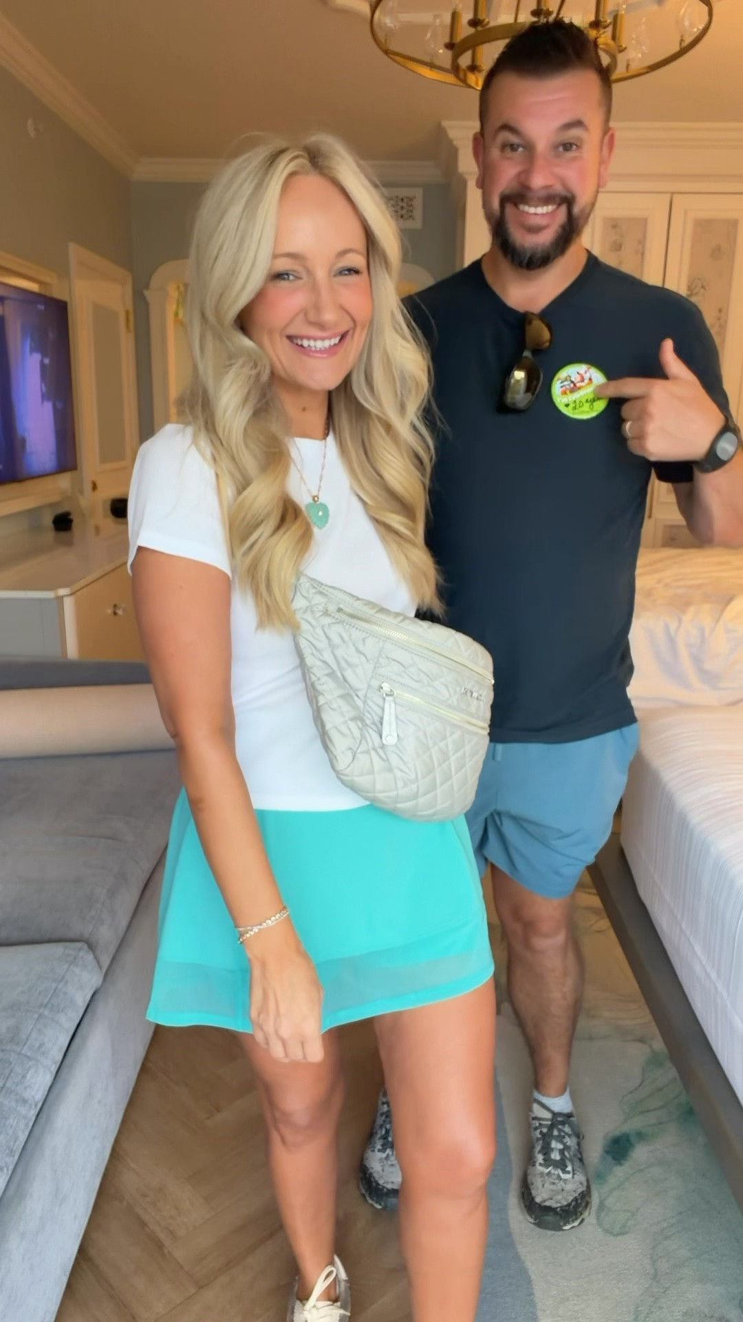 I size up to a medium in the skirt because it’s a compression skirt and sucks you in! Seriously my favorite athletic skort! Linked some Amazon options