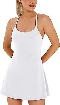 Amazon.com: Womens Tennis Dress, Workout Dress with Built-in Bra & Shorts Pockets Exercise Dress ... | Amazon (US)