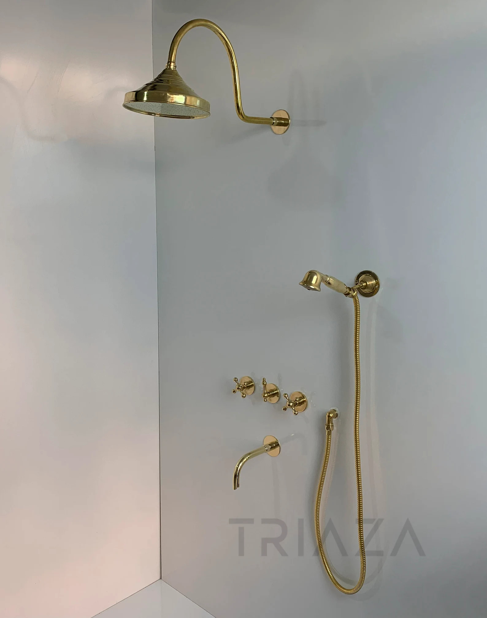 Unlacquered Solid Brass Shower , Shower , Shower System 3 Outlets , Shower System Set , Rain Show... | Etsy (US)