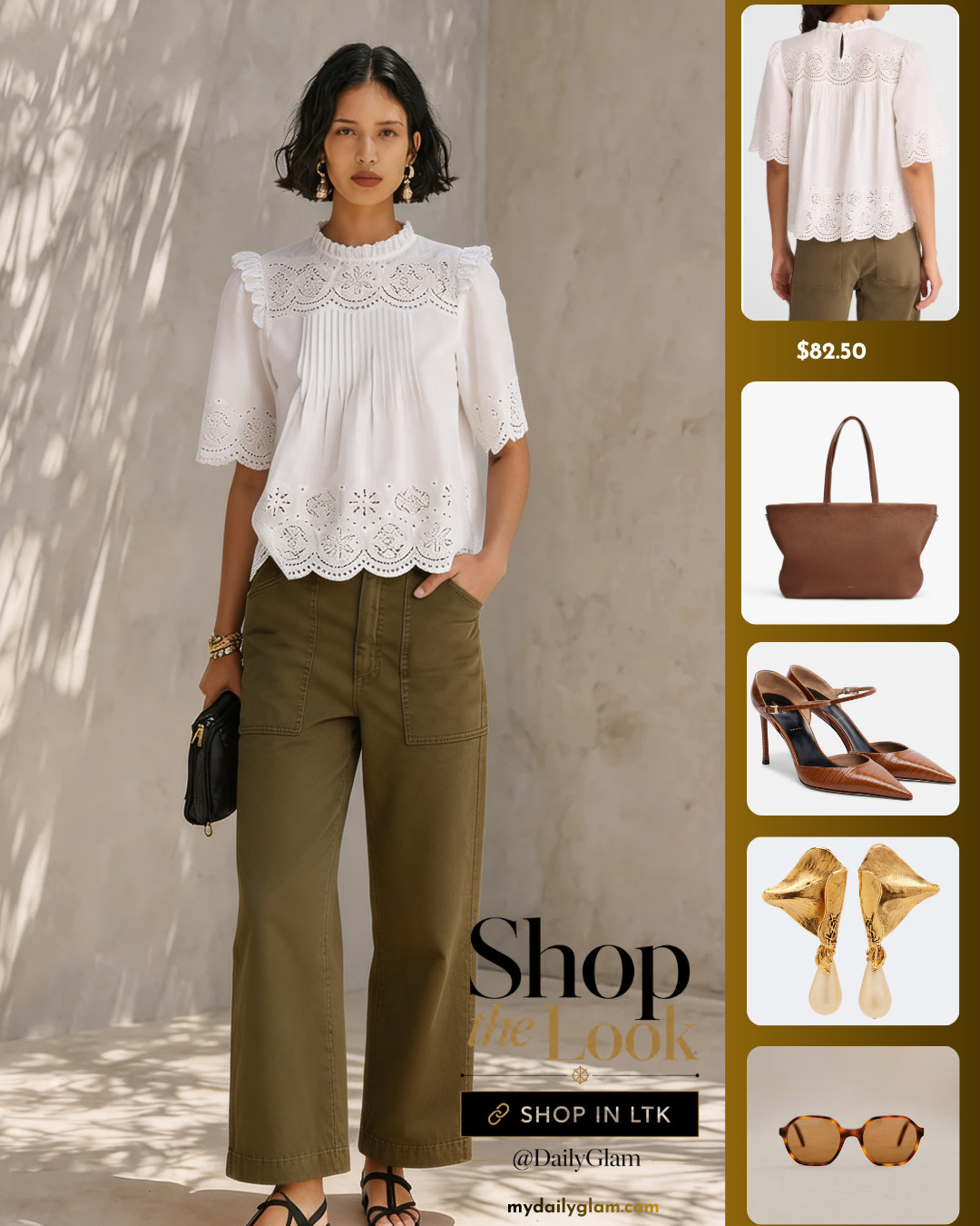 French Casual White Eyelet Top Outfit | Olive Wide Leg Pants Everyday Look

#WhiteEyeletTop #OlivePantsOutfit #WideLegPantsStyle #FrenchCasualStyle 

 #LTKootd #LTKOver40 #LTKWorkwear