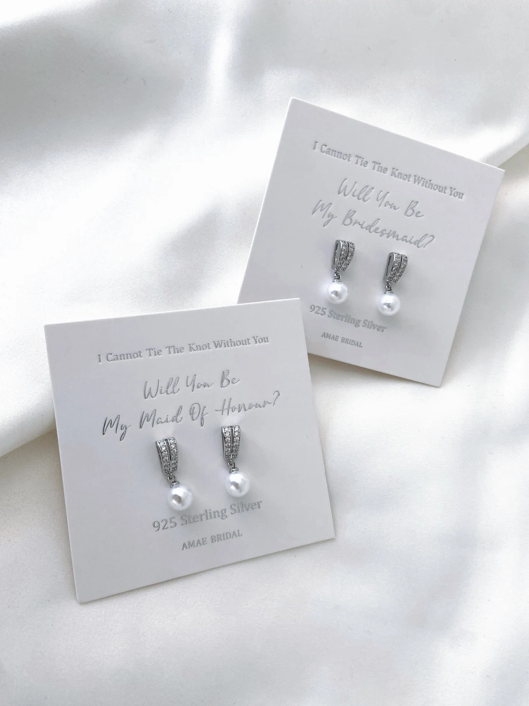 Sterling Silver Bridesmaid Earrings Silver Pearl Earrings Maid of Honour Gift Bridesmaid Gift Bri... | Etsy (US)