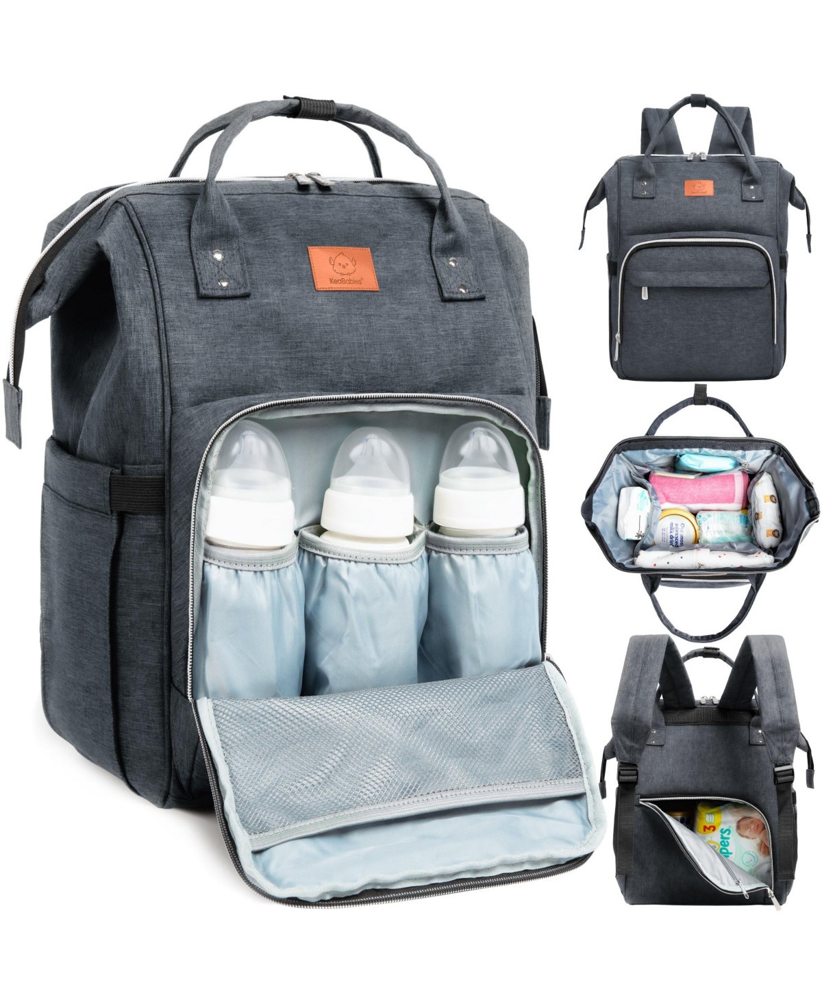 KeaBabies Original Diaper Bag Backpack, Multi-Functional Baby Diaper Bags with Changing Pad - Mystic Gray | Macy's