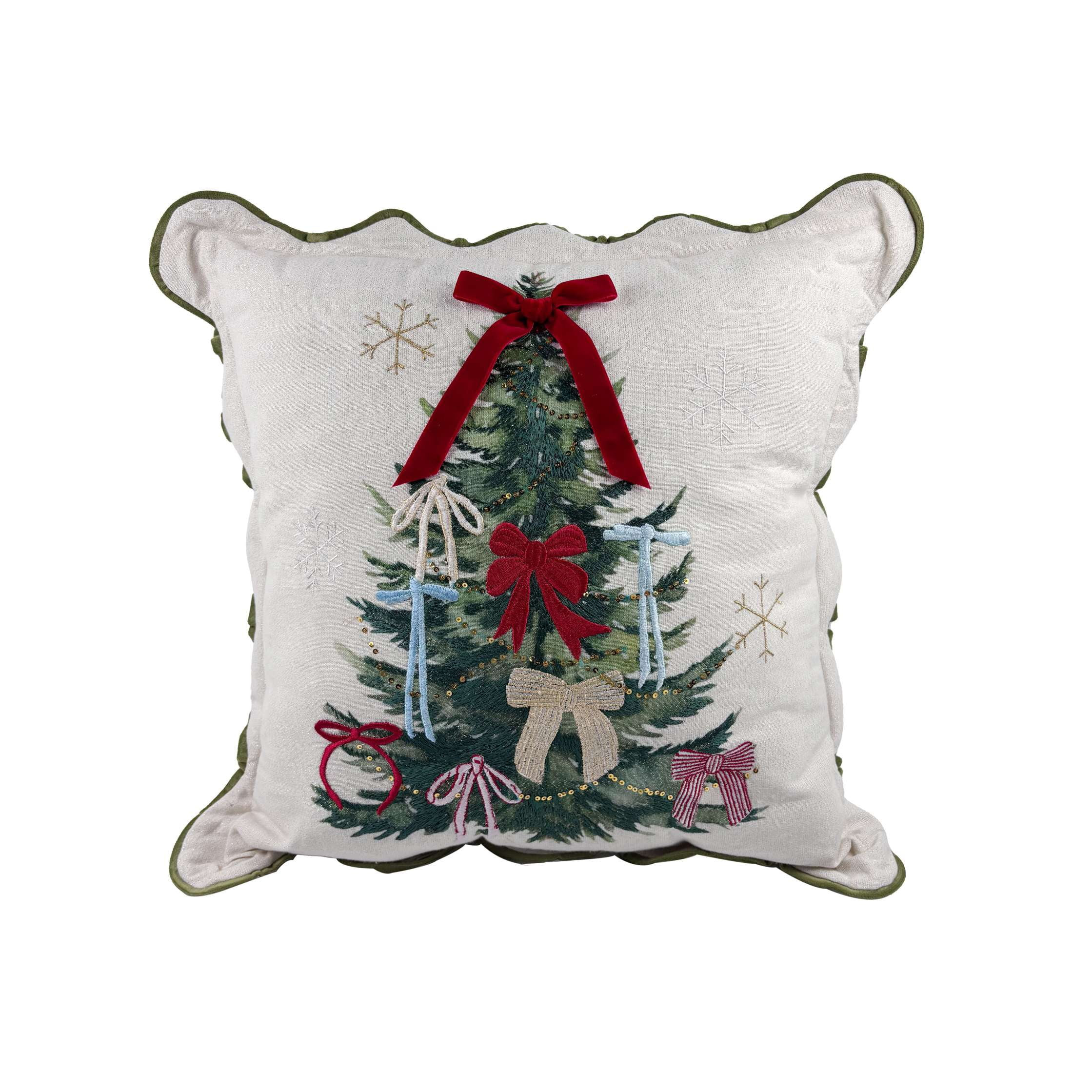 Christmas Tree Pattern with 3D Bow Pillow,Width is 18inch,Height is 18inch by Holiday Time | Walmart (US)