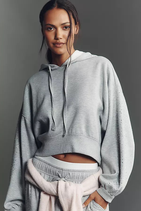 Daily Practice Rhinestone Lace Hooded Sweatshirt | Anthropologie (US)