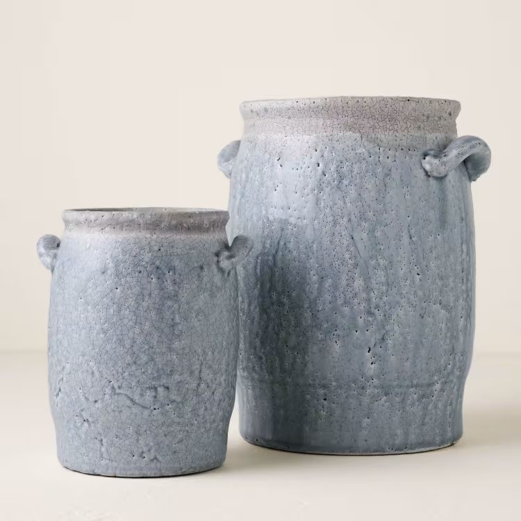 Light Blue Crackle Handled Vase | Magnolia