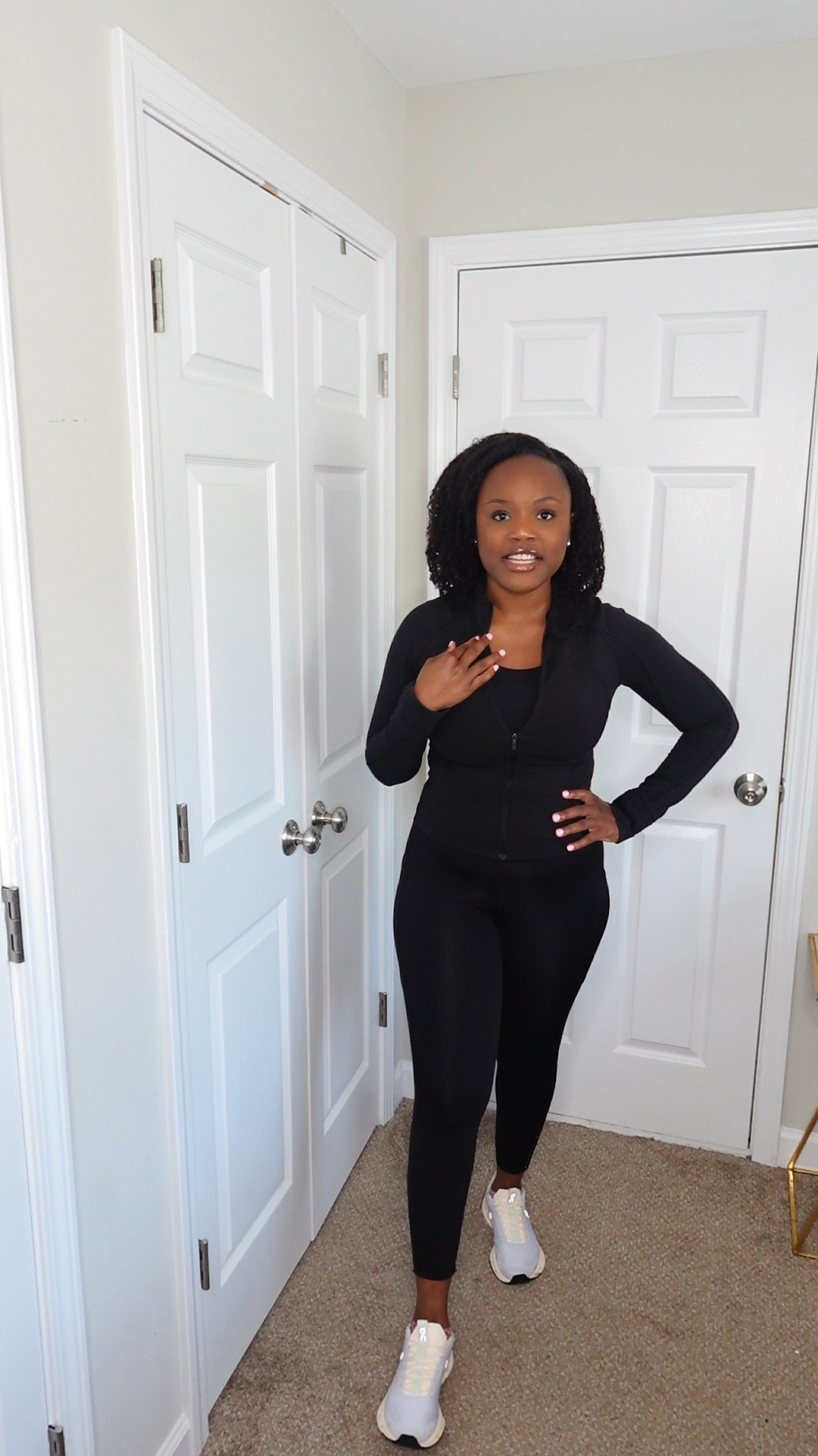Lululemon define jacket, align leggings, and high impact sports bra. On Cloudnova sneakers. David Yurman pearls. Cute Lululemon matching set. 🖤

#LTKfitness #LTKVideo #LTKmidsize