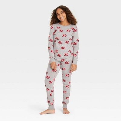 Kids&#39; Valentine&#39;s Day XOXO Print Matching Family Pajama Set - Gray 6 | Target
