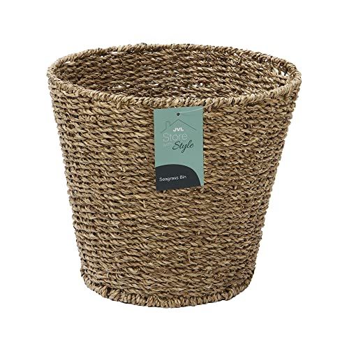 JVL Natural Round Seagrass Waste Paper Basket Bin, 28 x 25 cm | Amazon (UK)