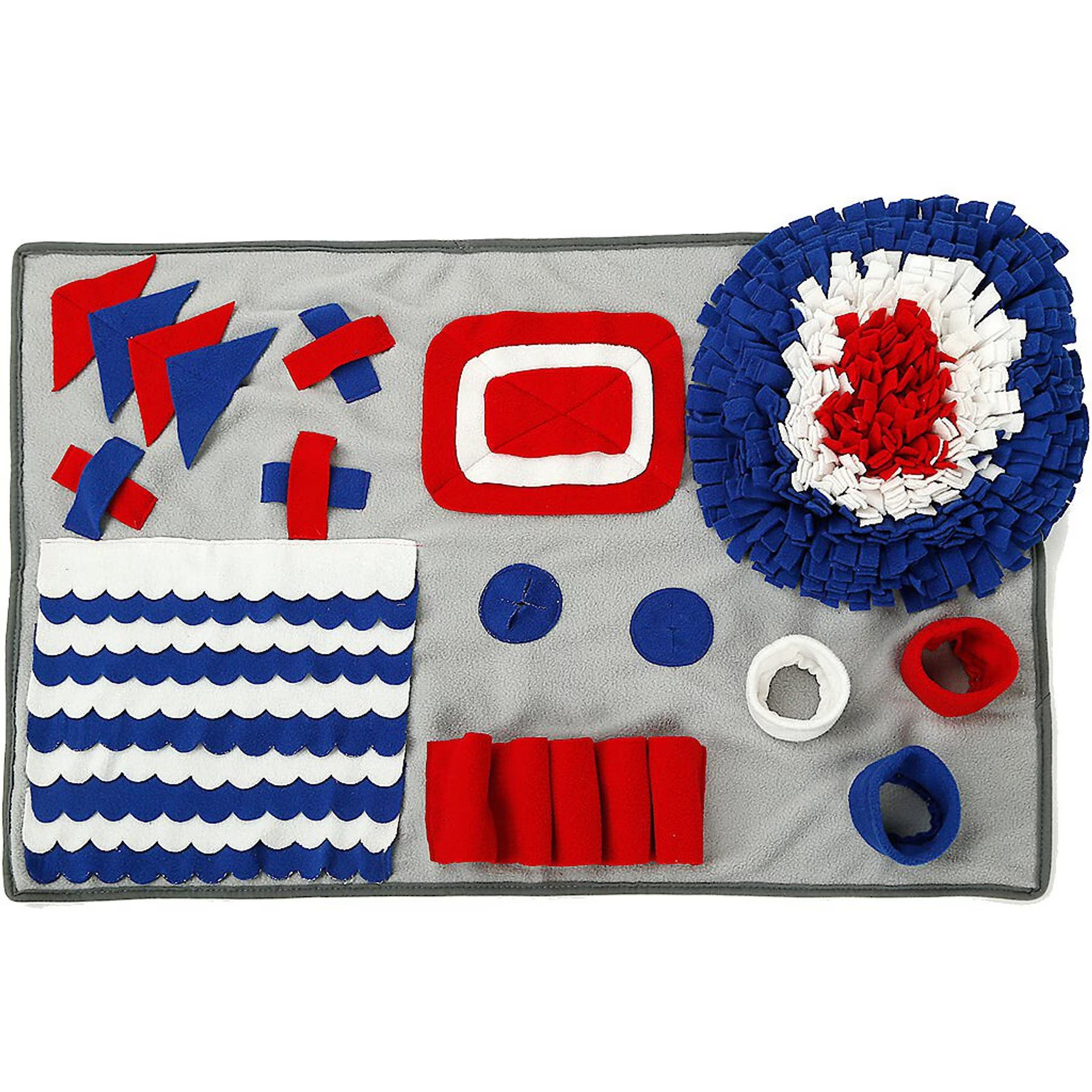 Pet Life Sniffer Snack Interactive Feeding Snuffle Dog & Cat Mat, Grey/Red/Blue | Chewy