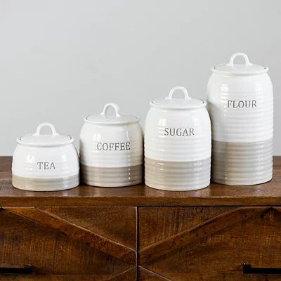 Cream Ceramic Simple Things Canisters, Set of 4 | Kirkland's Home
