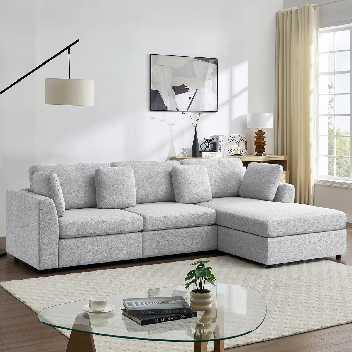 Wauseon 2-Piece 108.7" Upholstered L Shape Sofa with Convertible Chaise | Wayfair North America