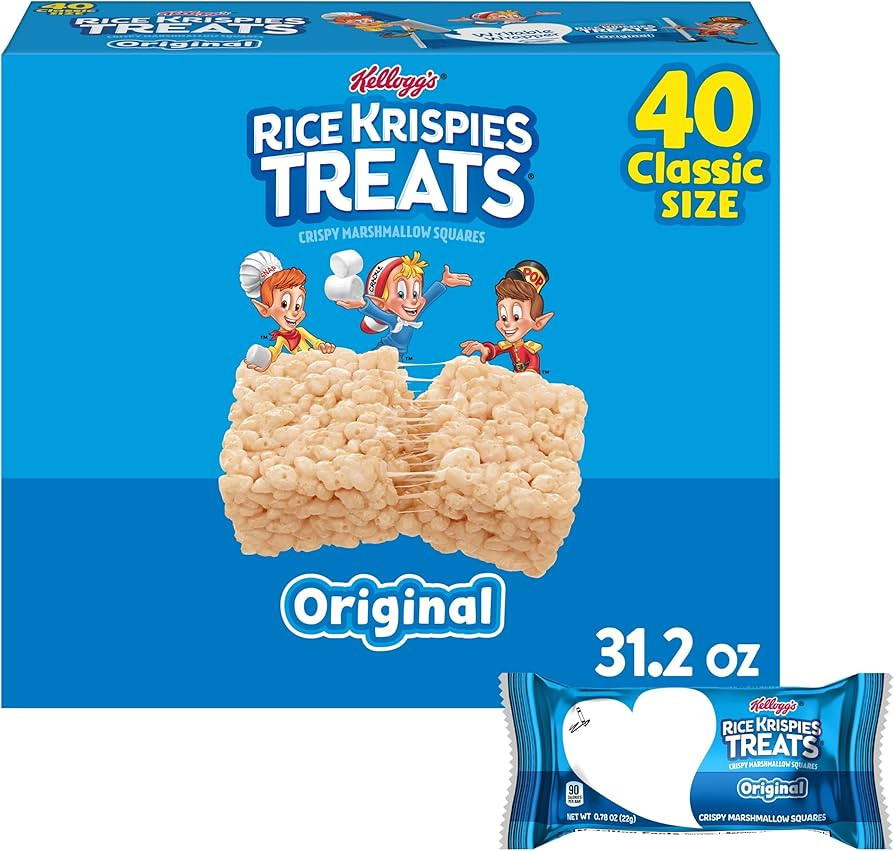 Rice Krispies Treats Crispy Marshmallow Squares, Kids Snacks, Snack Bars, Original, 31.2oz Box (4... | Amazon (US)