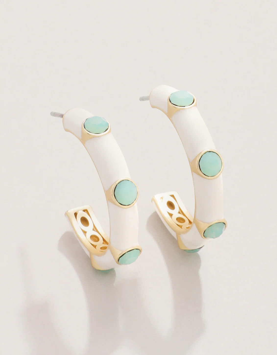 Clara Gem Hoop Earrings 25mm Sea Foam/Cream | Spartina 449