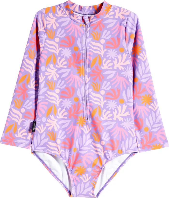 Kids' Abstract Shape Long Sleeve One-Piece Swimsuit | Nordstrom