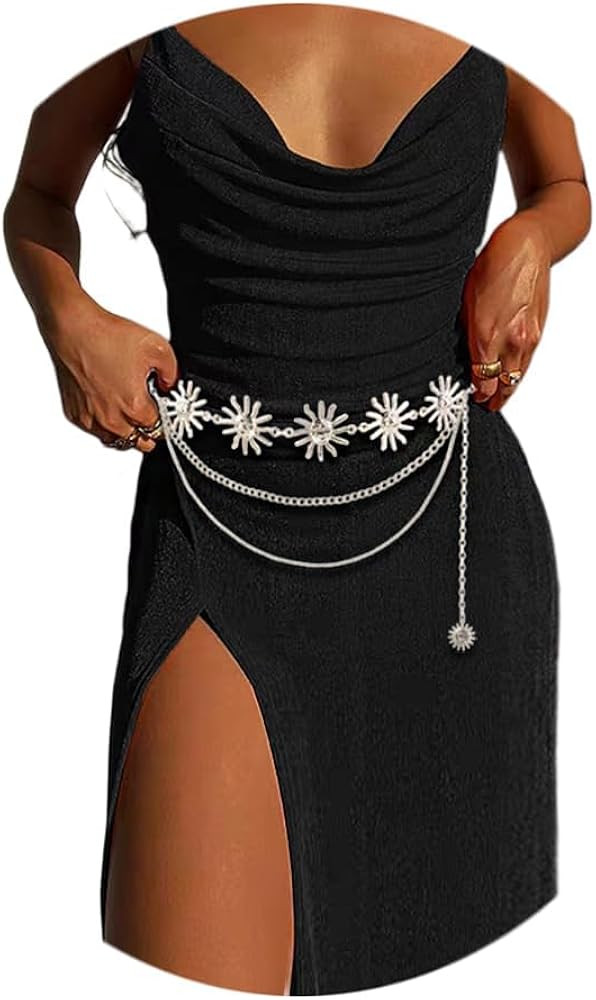 Waist Chain Belt Multilayer Gold Silver Sun Moon Chain Belt for Women Dress Body Belly Chain Meta... | Amazon (US)