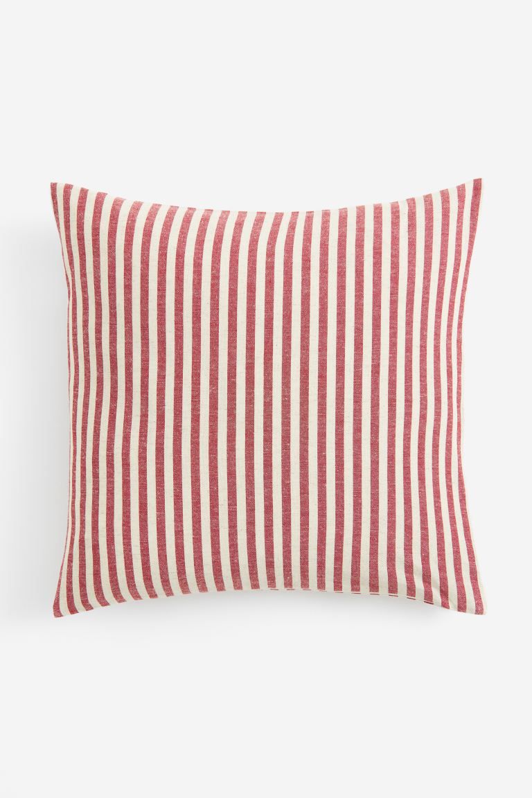 Linen-blend Cushion Cover - Red/striped - Home All | H&M US | H&M (US + CA)