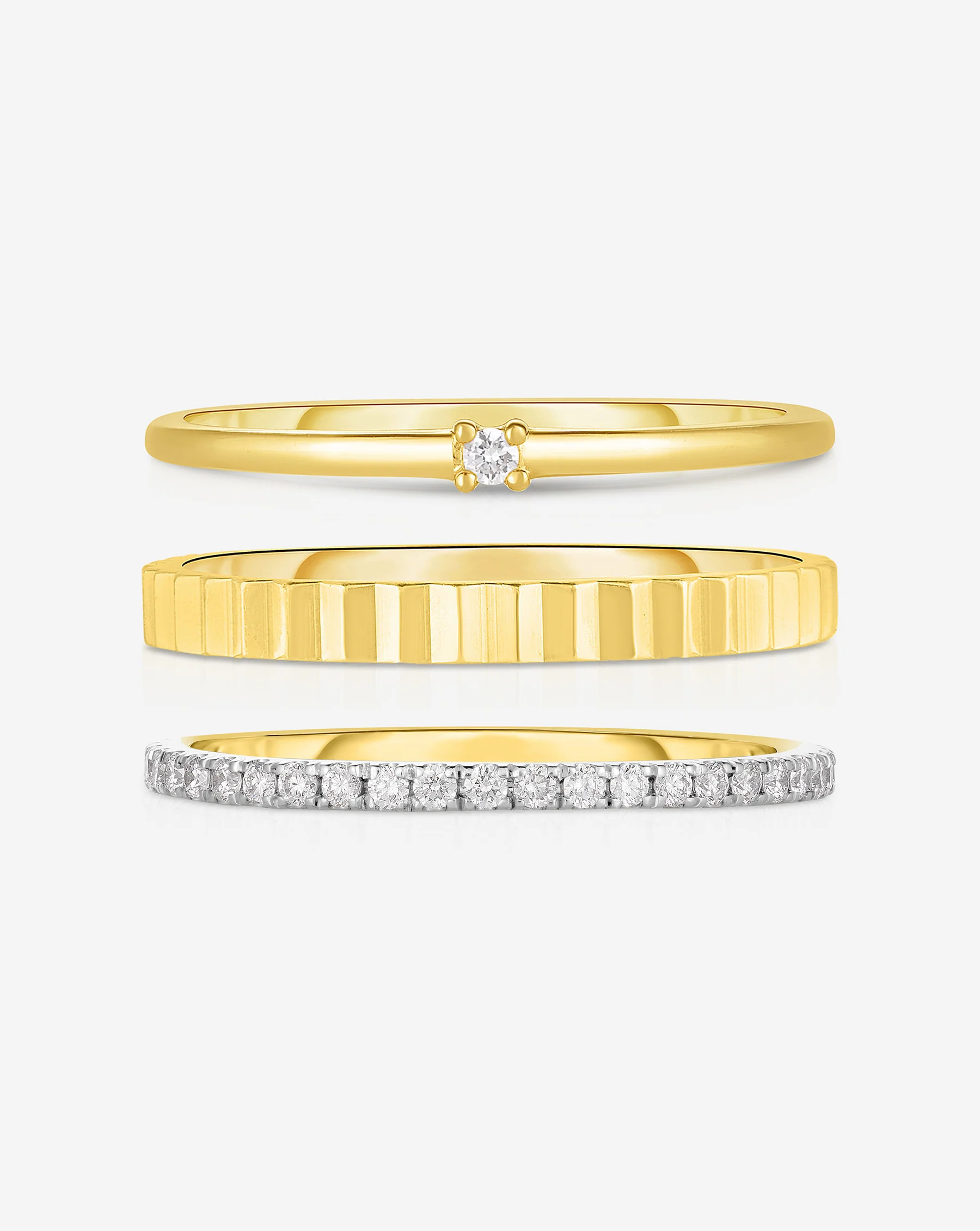 Fluted Dainty Diamond Trio Set | Ring Concierge