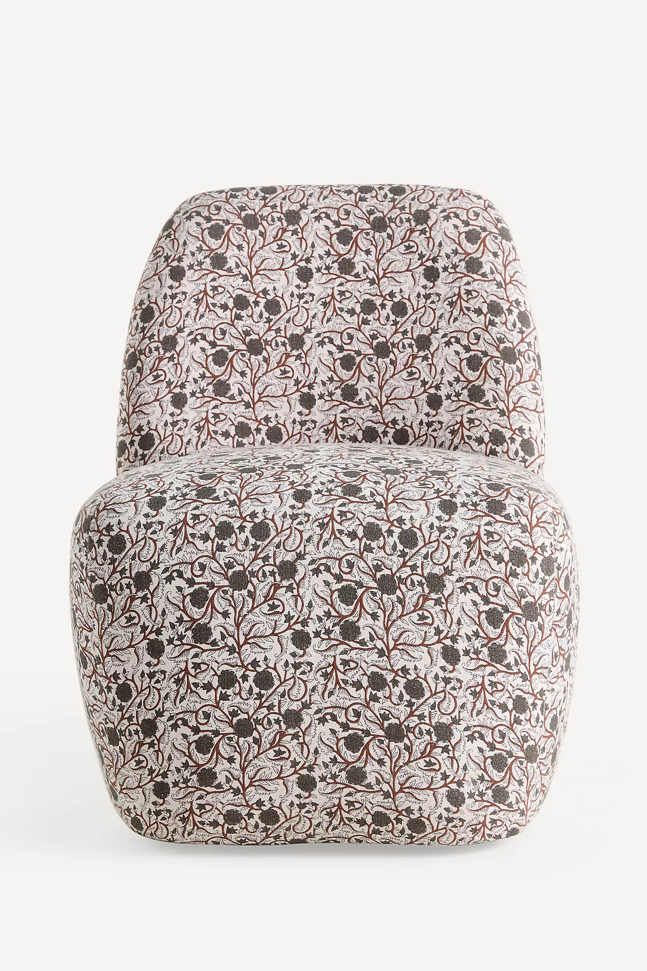 Amelia Block-Print Linen Cotton Slipper Chair | Anthropologie (US)