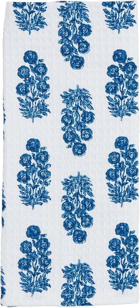 Mud Pie Dianthus Blue Block Towel; 26" x 16 1/2" | Amazon (US)