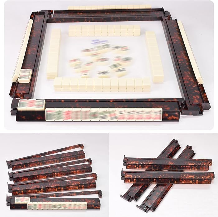 Tortoise Mahjong Racks & Pusher 4PCS Set, Tortoise Shell Acrylic Mahjong Rack Set with Fully Deta... | Amazon (US)