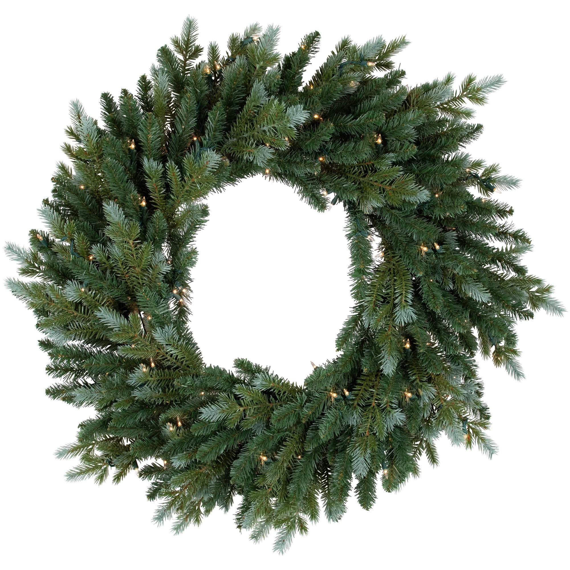 Northlight Pre-Lit Blue Spruce Artificial Christmas Wreath Clear Lights, 24", Green | Amazon (US)