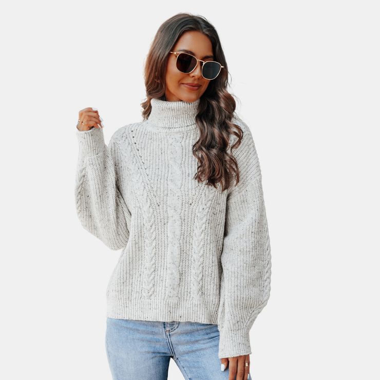 Women's Cable Knit Turtleneck Sweater - Cupshe | Target