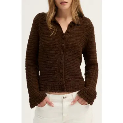 Madewell Pointelle Knit Peplum Cotton Cardigan in Crimson at Nordstrom, Size X-Small | Nordstrom
