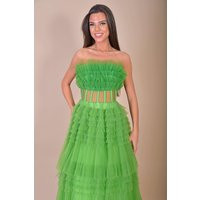 Maraya - Green Prom Dress/ Tulle Photo Session Amazing Runway Dress/ Ruffles Tulle/ Layers | Etsy (US)