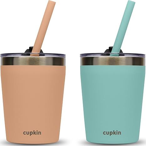 Stackable Stainless Steel Toddler Straw Cups for Kids (Small Cup for Small Hands) - Set of 2 Powd... | Amazon (US)
