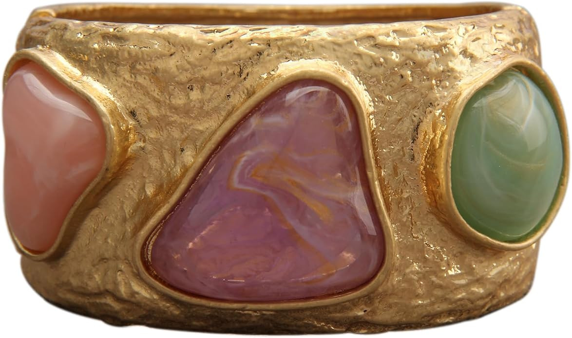 Gold Cuff Bracelet for Women Silver Beaded Bracelets Open Bangle Stackable Stretch Bead Bracelet ... | Amazon (US)