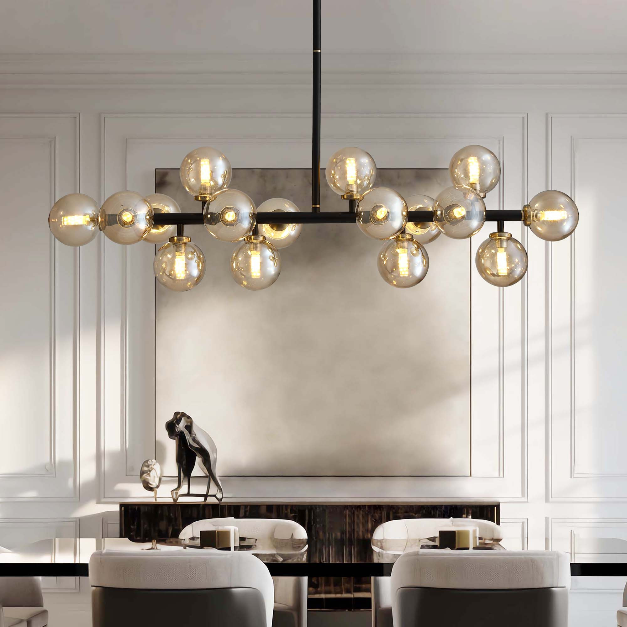 Antoine Modern Black Sputnik Chandelier 16 -Light Polished Black Indoor Beaded Clear glass Glass Metal Chandelier | DCLW008 | Lowe's