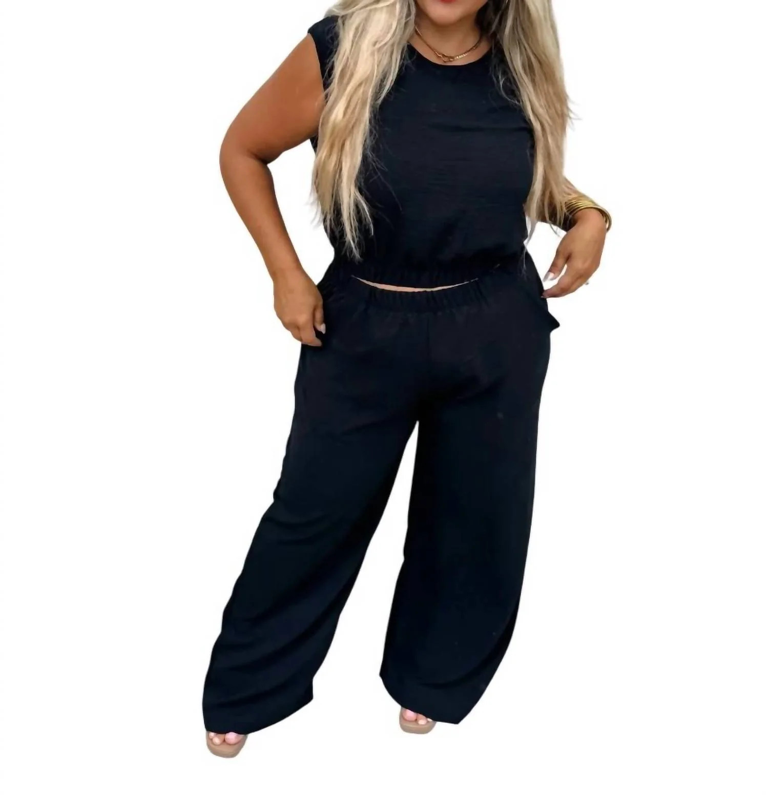 Two Piece Pant Set In Black | Shop Simon