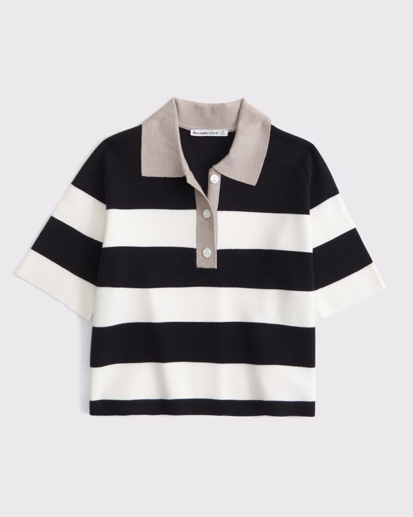 Women's LuxeLoft Short-Sleeve Sweater Polo | Women's Tops | Abercrombie.com | Abercrombie & Fitch (US)