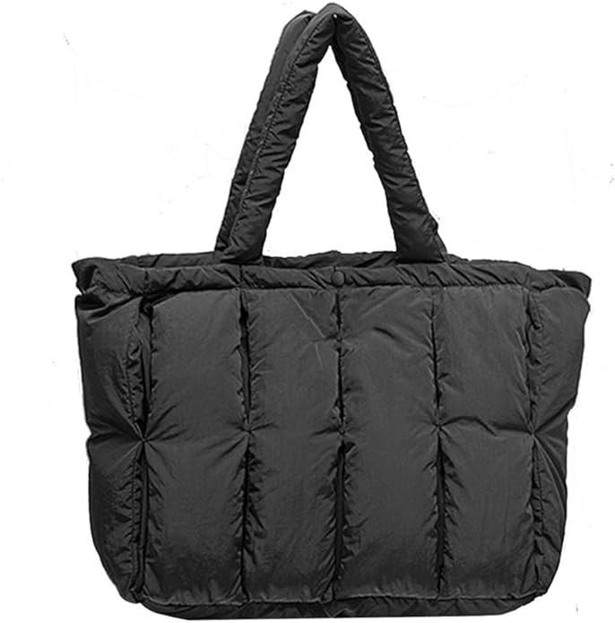 Puffer Tote Bag For Women Luxury Quilted Puffy Handbag Light Winter Shoulder Bag | Amazon (US)