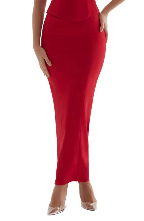 HOUSE OF CB Crepe Midi Skirt in Red Rose at Nordstrom, Size Medium | Nordstrom