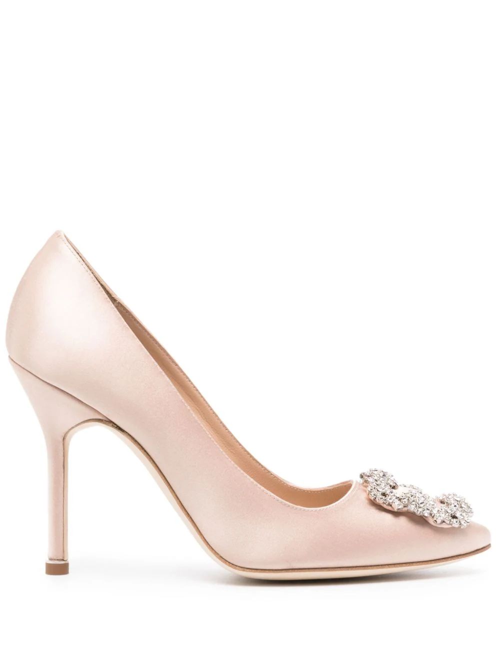 Hangisi 110mm crystal-buckle satin pumps | Farfetch Global