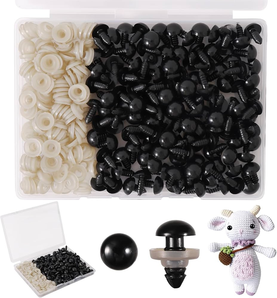 Vanblue Safety Eyes 260PCS 12mm Plastic Black Craft Eyes with Washers Teddy Bear Eyes for Amiguru... | Amazon (US)