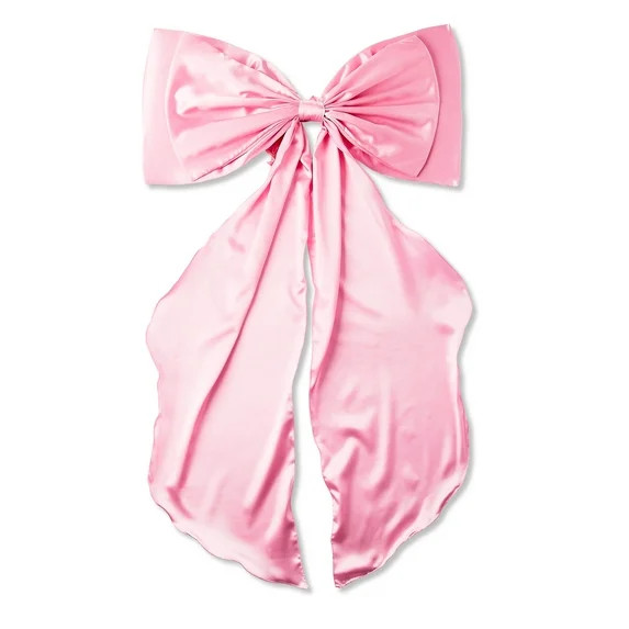 Fabric Satin Bow Christmas Tree Topper, Pink, 34.5", by Holiday Time | Walmart (US)