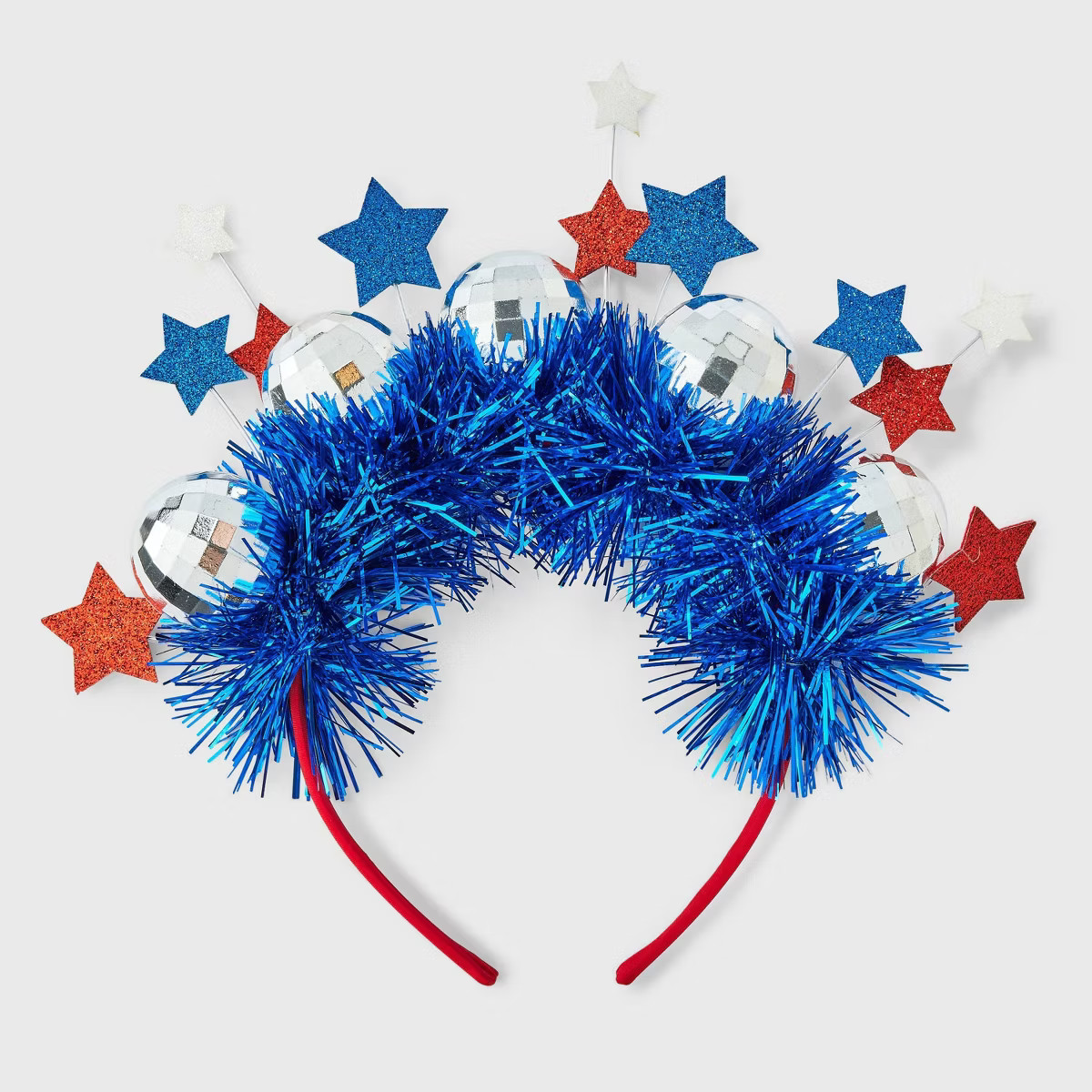 Americana Star Disco Ball and Tinsel Headband - Red/White/Blue | Target