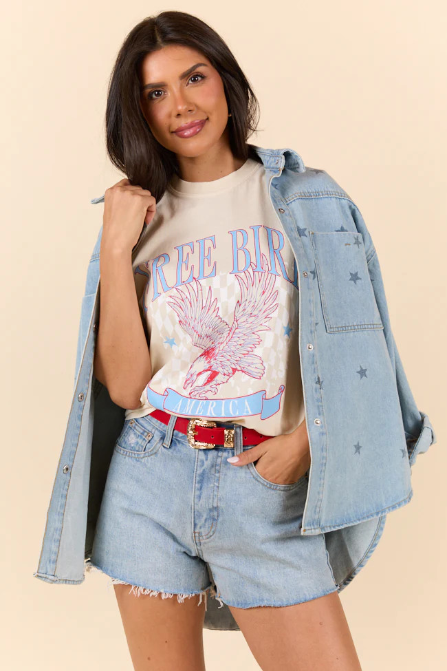 Free Bird Ivory Graphic Tee SALE | Pink Lily