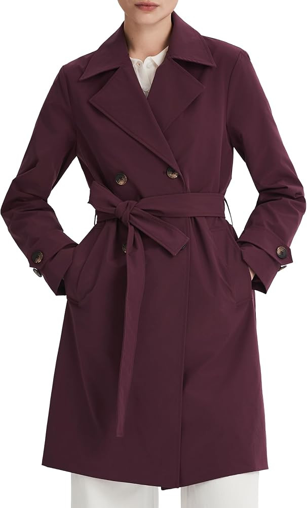 Orolay Women's Double Breasted Trench Coat Lapel Collar Casual Jacket Long Windbreaker | Amazon (US)