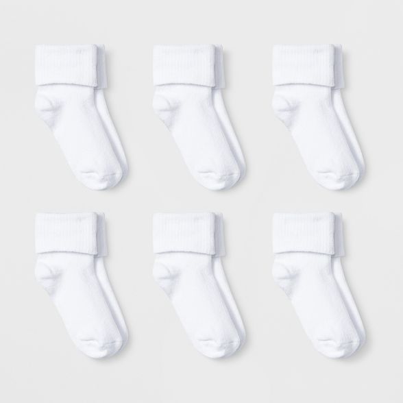 Toddler 6pk Turn Cuff Socks - Cat & Jack™ White | Target
