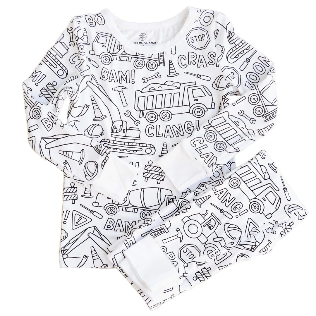 Color Me Pajama™ Two Piece Set | Construction Zone | Caden Lane