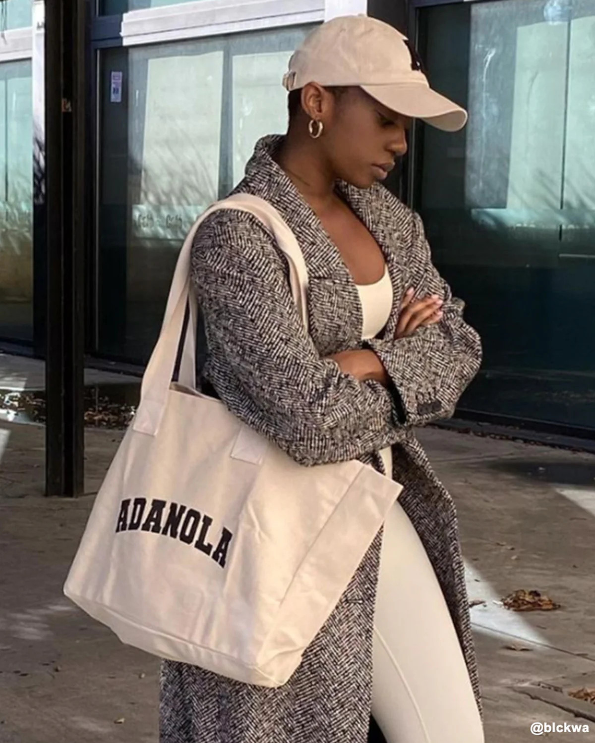 Varsity Tote Bag - Cream/Black | Adanola UK