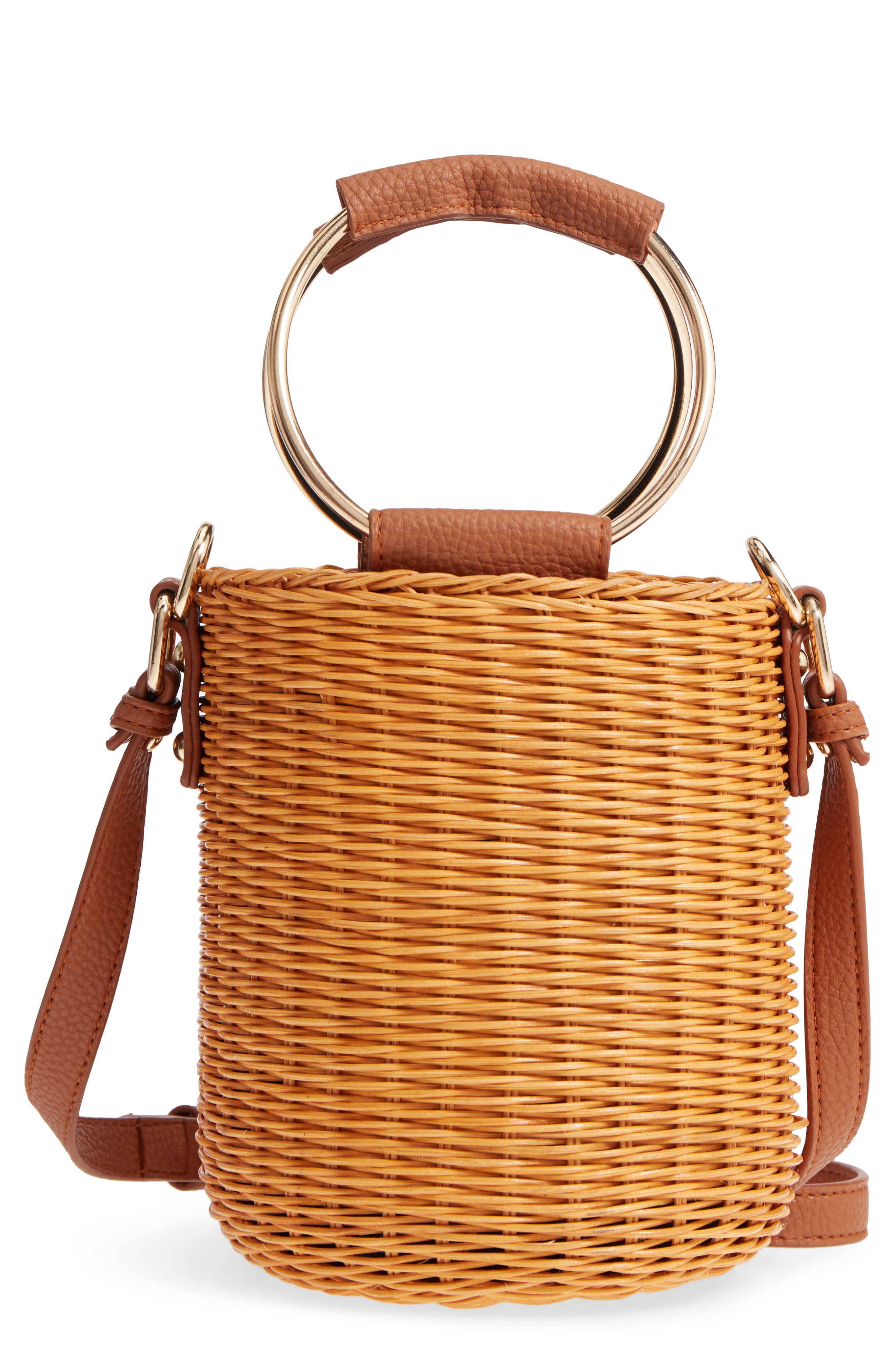 Metal Handle Straw Bucket Bag | Nordstrom